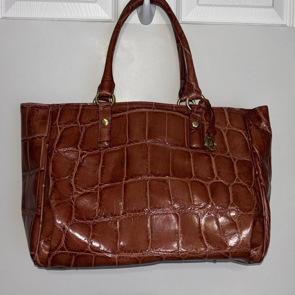 NWT Brahmin Adelle Cameo Soft Honeybee Moc Croc Leather purse bag satchel